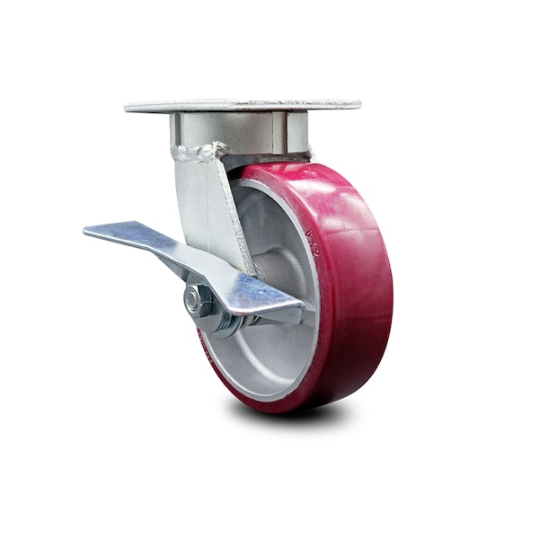 6 Inch Kingpinless Poly on Aluminum Wheel Swivel Caster with Brake SCC